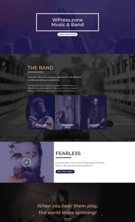 Music Elementor template