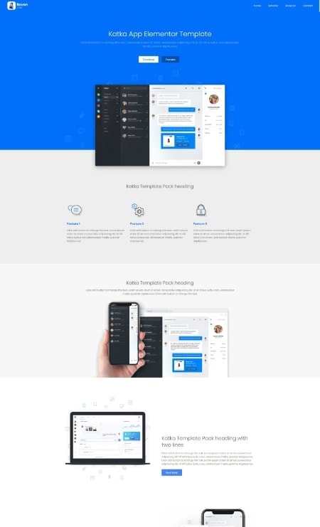 Katka App Elementor Landing Page Template