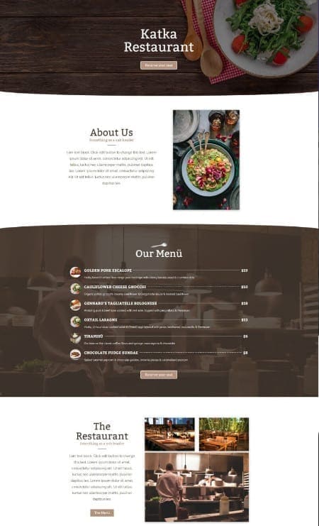 Katka Restaurant - Elementor Landing page template